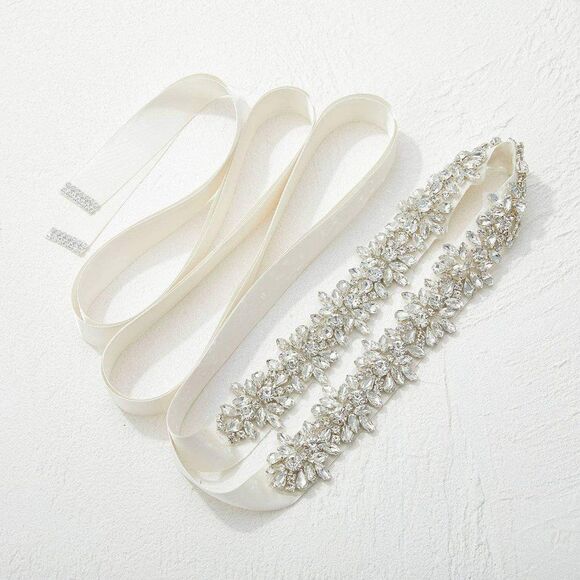 Rhinestone Bridal Belt Sash Wedding Dress Belt Crystal Applique for Bridesmaid main image 5